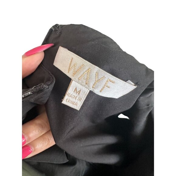 WAYF Black Jeweled Cutout Puff Sleeve Dress Size M - Picture 5 of 8